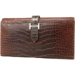 エルメス ベアンスフレ 財布 アリゲーター □M刻印 シルバー金具