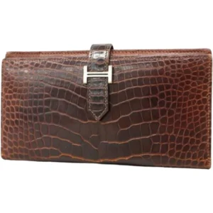 エルメス ベアンスフレ 財布 アリゲーター □M刻印 シルバー金具