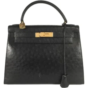 エルメス ケリー28 ハンドバッグ オーストリッチ ゴールド金具