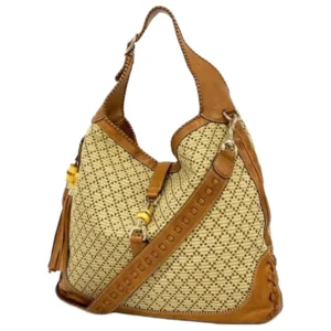 グッチ ディアマンテ ジャッキー ショルダーバッグ キャンバス レザー