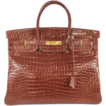 エルメス バーキン40 ハンドバッグ クロコダイル ○V刻印 ゴールド金具