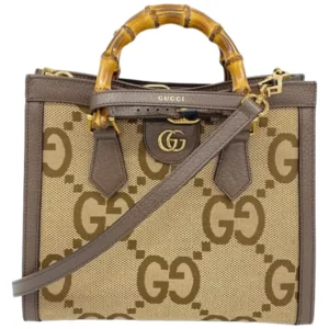 グッチ ジャンボGG ダイアナ ハンドバッグ キャンバス レザー