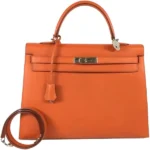 エルメス ケリー35 ハンドバッグ レザー T刻印 シルバー金具