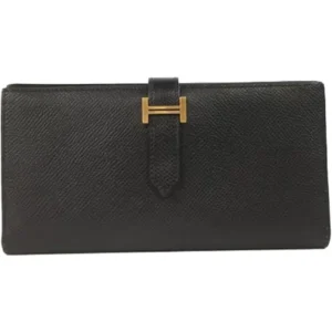 エルメス ベアンスフレ 財布 レザー O刻印 ゴールド金具