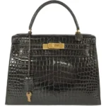 エルメス ケリー28 ハンドバッグ クロコダイルポロサス R刻印 ゴールド金具