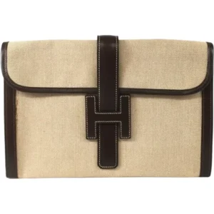 エルメス ジジェPM クラッチバッグ キャンバス レザー ○G刻印