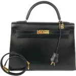 エルメス ケリー32 ハンドバッグ レザー ○U刻印 ゴールド金具