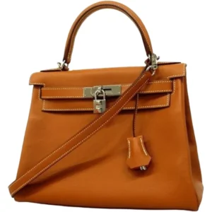 エルメス ケリー28ヴェルソ ハンドバッグ レザー D刻印 シルバー金具