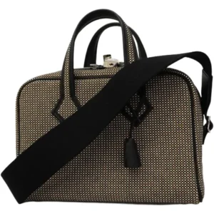 エルメス ヴィクトリア3フールトゥミニ ハンドバッグ キャンバス レザー W刻印 シルバー金具