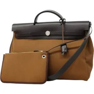 エルメス エールバッグジップMM ハンドバッグ キャンバス W刻印 シルバー金具