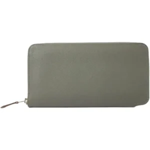 エルメス アザップロングシルクイン 財布 レザー W刻印 シルバー金具