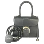 デルヴォー ハンドバッグ レザー ブラック ショルダーストラップ