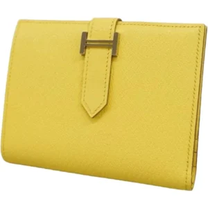 エルメス ベアンコンパクト 財布 レザー B刻印 シルバー金具