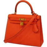 エルメス ケリー25 ハンドバッグ レザー X刻印 ゴールド金具
