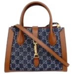 グッチ ジャッキー ハンドバッグ デニム レザー