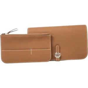 エルメス ドゴンGM 財布 レザー W刻印 シルバー金具