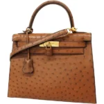 エルメス ケリー28 ハンドバッグ オーストリッチ □D刻印 ゴールド金具