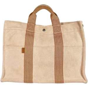 エルメス ニューフールトゥMM トートバッグ キャンバス シルバー金具