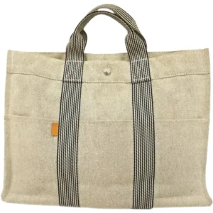 エルメス ニューフールトゥMM トートバッグ キャンバス シルバー金具