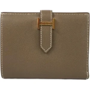 エルメス ベアンコンパクト 財布 レザー K刻印 ゴールド金具