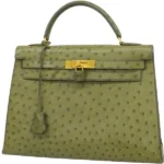 エルメス ケリー32 ハンドバッグ オーストリッチ 〇W刻印 ゴールド金具