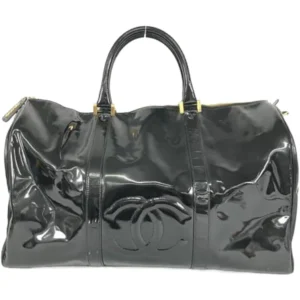 シャネル ボストンバッグ パテントレザー