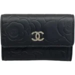 シャネル カメリア カードケース パスケース ラムスキン