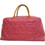 シャネル マトラッセ ボストンバッグ レザー パテントレザー