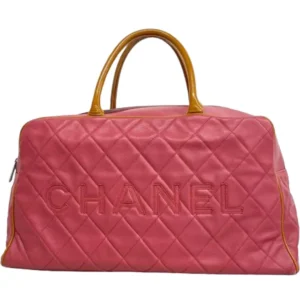 シャネル マトラッセ ボストンバッグ レザー パテントレザー