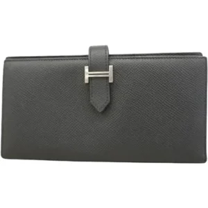 エルメス ベアンスフレ 財布 レザー X刻印 シルバー金具