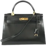 エルメス ケリー32 ハンドバッグ レザー □C刻印 ゴールド金具