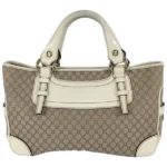 セリーヌ マカダム ブギーバッグ ハンドバッグ キャンバス レザー