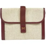 エルメス ジジェPM クラッチバッグ キャンバス レザー ○O刻印 ゴールド金具