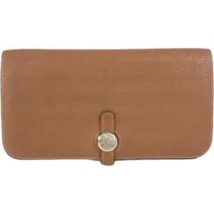 エルメス ドゴンロング 財布 レザー T刻印 シルバー金具