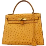 エルメス ケリー28 ハンドバッグ オーストリッチ ○P刻印 ゴールド金具