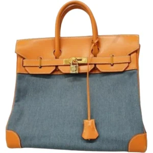 エルメス オータクロア32 ハンドバッグ レザー デニム ○Z刻印 ゴールド金具