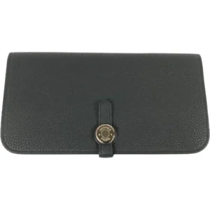 エルメス ドゴンロング 財布 レザー C刻印 シルバー金具