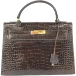 エルメス ケリー32 ハンドバッグ クロコダイル ゴールド金具