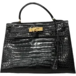 エルメス ケリー32 ハンドバッグ クロコダイル ○X刻印 ゴールド金具