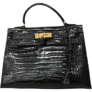 エルメス ケリー32 ハンドバッグ クロコダイル ○X刻印 ゴールド金具