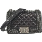 シャネル ボーイシャネル マトラッセ チェーンショルダーバッグ ラムスキン