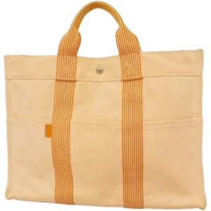 エルメス ニューフールトゥMM トートバッグ キャンバス シルバー金具