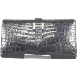 エルメス ベアンスフレ 財布 アリゲーター B刻印 シルバー金具