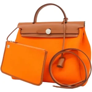 エルメス エールバッグジップ ショルダーバッグ キャンバス W刻印 シルバー金具