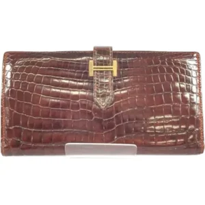 エルメス ベアンクラシック 財布 クロコダイルニロティカス □H刻印 ゴールド金具