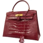 エルメス ケリー28 ハンドバッグ アリゲーター ○T刻印 ゴールド金具