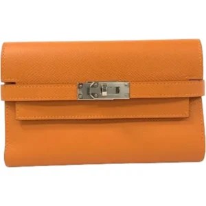 エルメス ケリーウォレットミディアムヴェルソ 財布 レザー C刻印 シルバー金具