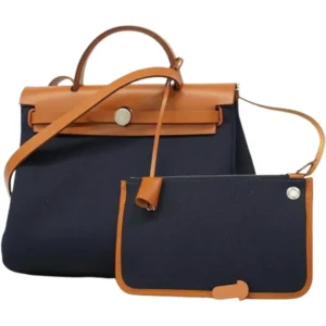 エルメス エールバッグジップPM ハンドバッグ キャンバス W刻印 シルバー金具