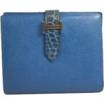 エルメス ベアンコンパクト 財布 レザー クロコダイル Z刻印 シルバー金具