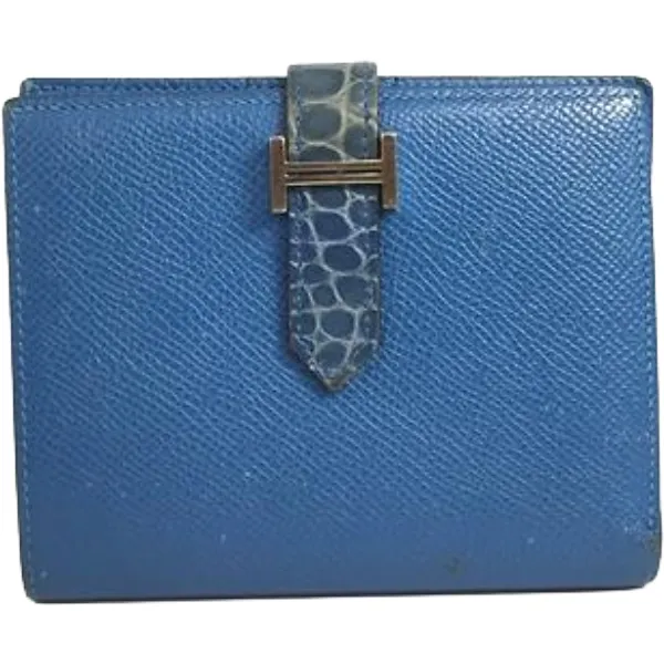 エルメス ベアンコンパクト 財布 レザー クロコダイル Z刻印 シルバー金具